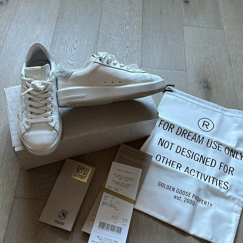 GUC golden goose purestar sneakers white/silver glitter size 35